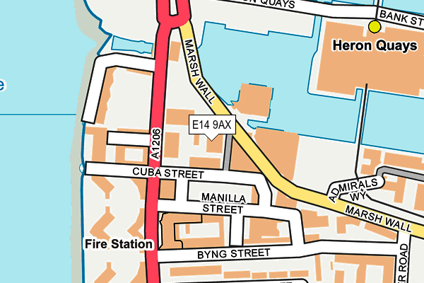 E14 9AX map - OS OpenMap – Local (Ordnance Survey)