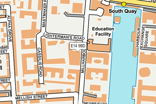 E14 9BD map - OS OpenMap – Local (Ordnance Survey)