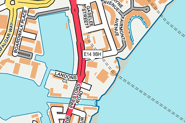 E14 9BH map - OS OpenMap – Local (Ordnance Survey)