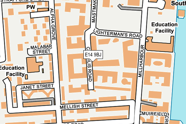 E14 9BJ map - OS OpenMap – Local (Ordnance Survey)