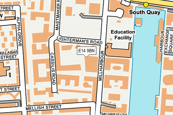 E14 9BN map - OS OpenMap – Local (Ordnance Survey)