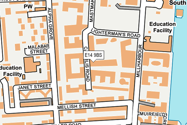 E14 9BS map - OS OpenMap – Local (Ordnance Survey)