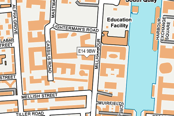 E14 9BW map - OS OpenMap – Local (Ordnance Survey)