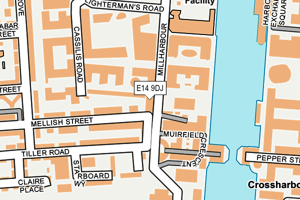 E14 9DJ map - OS OpenMap – Local (Ordnance Survey)