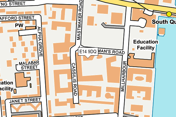 E14 9DQ map - OS OpenMap – Local (Ordnance Survey)