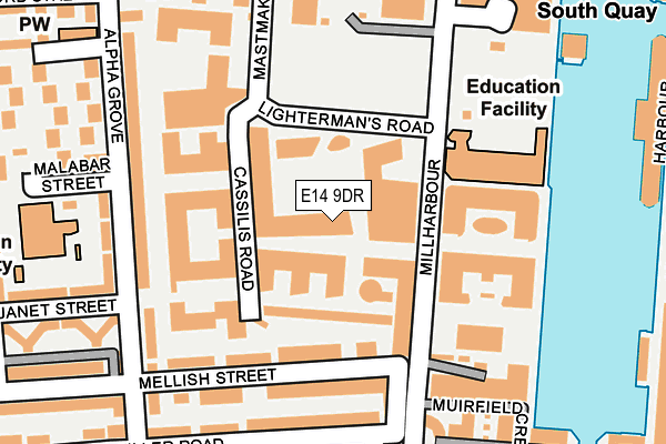 E14 9DR map - OS OpenMap – Local (Ordnance Survey)