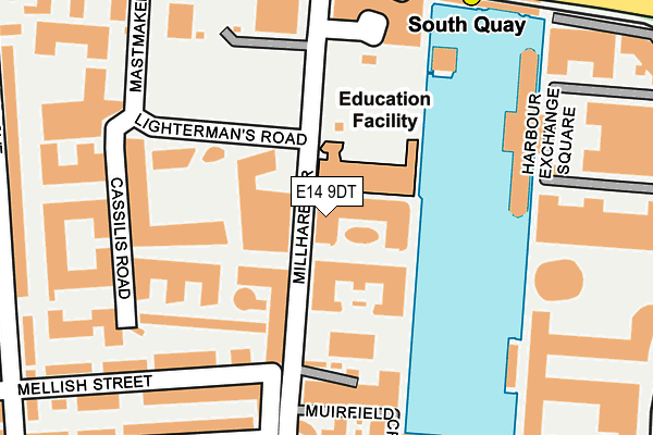 E14 9DT map - OS OpenMap – Local (Ordnance Survey)