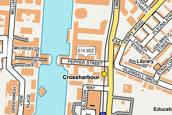 E14 9DZ map - OS OpenMap – Local (Ordnance Survey)