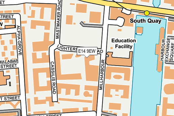 E14 9EW map - OS OpenMap – Local (Ordnance Survey)