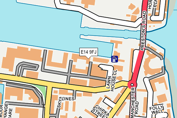 E14 9FJ map - OS OpenMap – Local (Ordnance Survey)