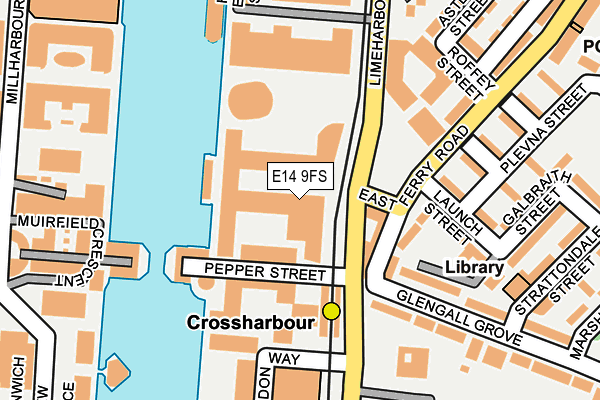 E14 9FS map - OS OpenMap – Local (Ordnance Survey)
