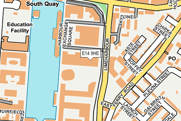 E14 9HE map - OS OpenMap – Local (Ordnance Survey)