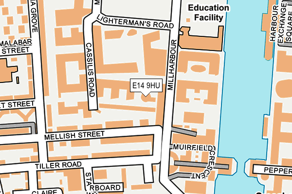 E14 9HU map - OS OpenMap – Local (Ordnance Survey)