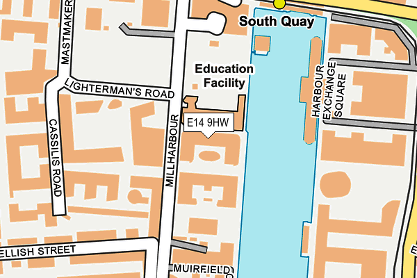 E14 9HW map - OS OpenMap – Local (Ordnance Survey)