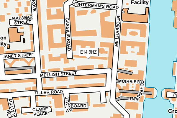 E14 9HZ map - OS OpenMap – Local (Ordnance Survey)