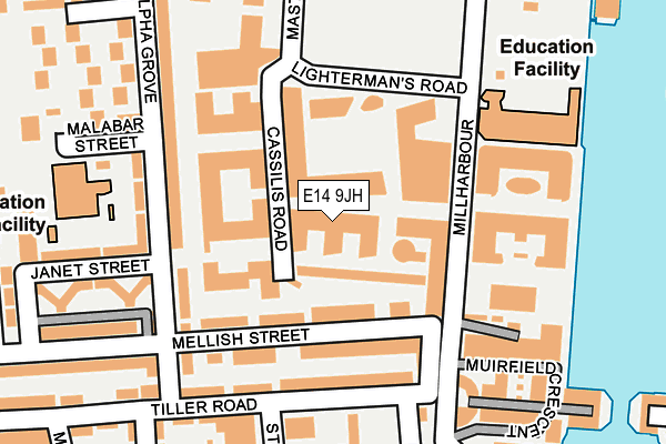 E14 9JH map - OS OpenMap – Local (Ordnance Survey)