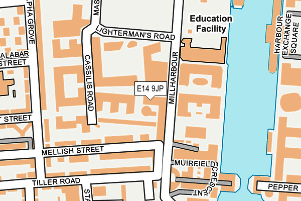 E14 9JP map - OS OpenMap – Local (Ordnance Survey)