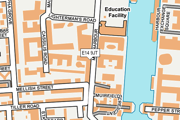 E14 9JT map - OS OpenMap – Local (Ordnance Survey)