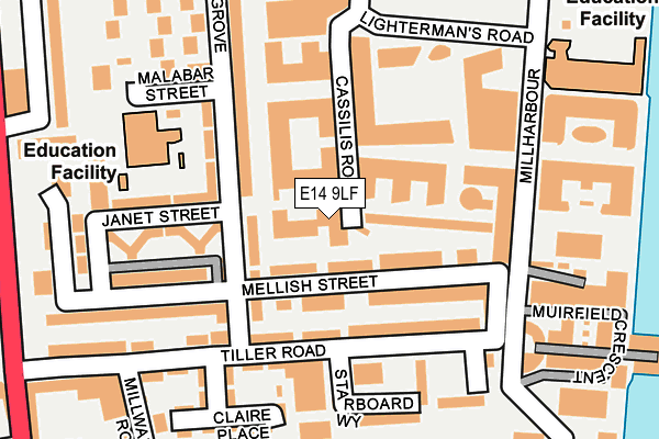 E14 9LF map - OS OpenMap – Local (Ordnance Survey)