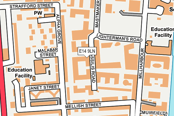 E14 9LN map - OS OpenMap – Local (Ordnance Survey)