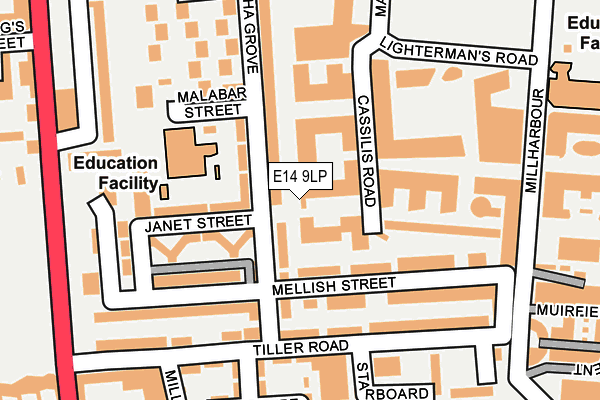 E14 9LP map - OS OpenMap – Local (Ordnance Survey)