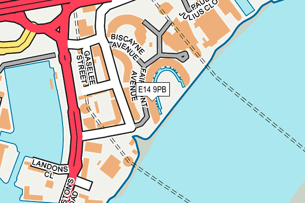 E14 9PB map - OS OpenMap – Local (Ordnance Survey)