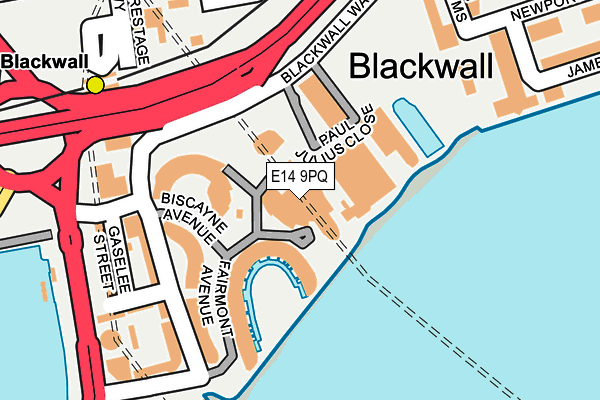 E14 9PQ map - OS OpenMap – Local (Ordnance Survey)