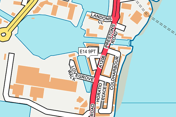 E14 9PT map - OS OpenMap – Local (Ordnance Survey)