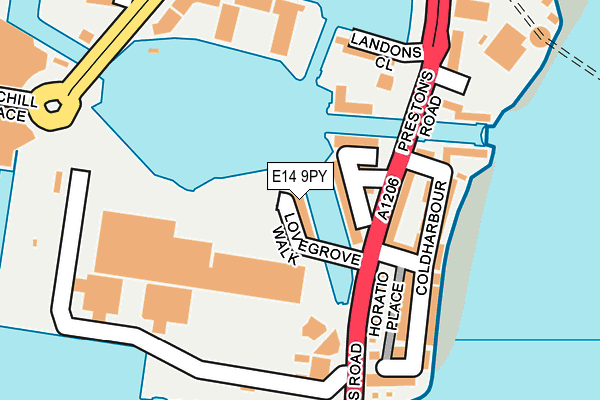 E14 9PY map - OS OpenMap – Local (Ordnance Survey)
