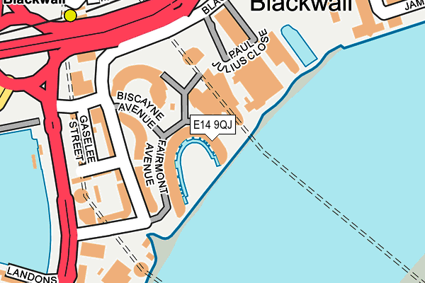 E14 9QJ map - OS OpenMap – Local (Ordnance Survey)