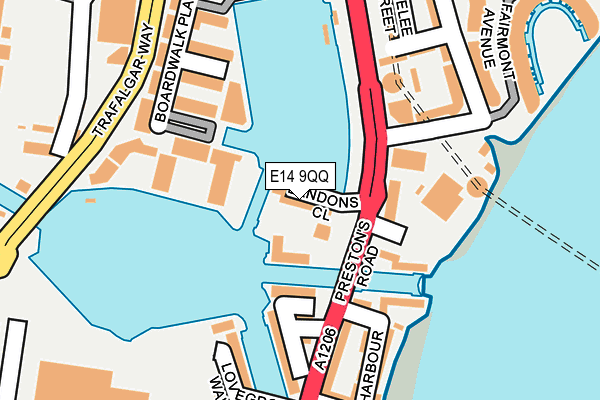 E14 9QQ map - OS OpenMap – Local (Ordnance Survey)