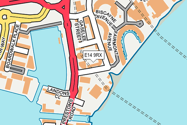 E14 9RX map - OS OpenMap – Local (Ordnance Survey)