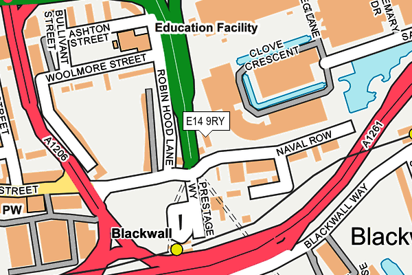 E14 9RY map - OS OpenMap – Local (Ordnance Survey)