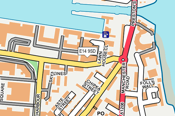 E14 9SD map - OS OpenMap – Local (Ordnance Survey)