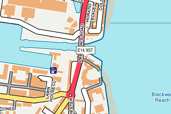 E14 9ST map - OS OpenMap – Local (Ordnance Survey)