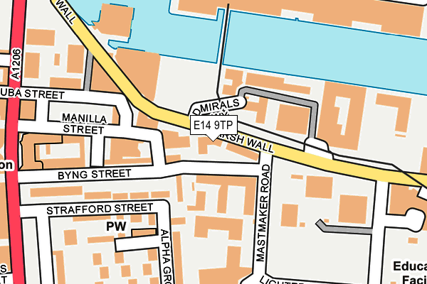 E14 9TP map - OS OpenMap – Local (Ordnance Survey)