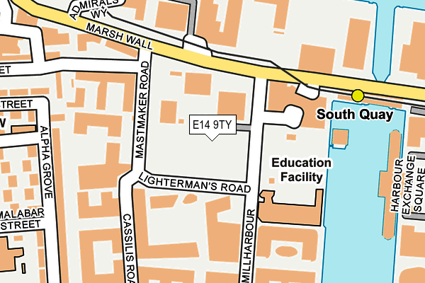 E14 9TY map - OS OpenMap – Local (Ordnance Survey)