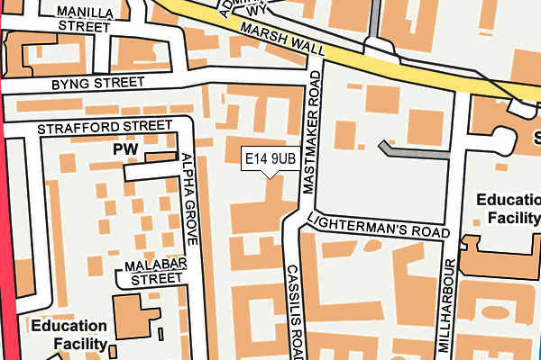 E14 9UB map - OS OpenMap – Local (Ordnance Survey)
