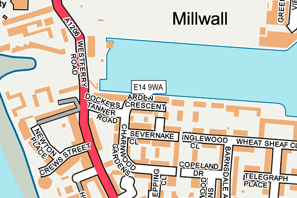 E14 9WA map - OS OpenMap – Local (Ordnance Survey)