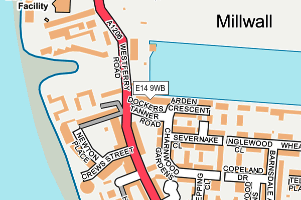 E14 9WB map - OS OpenMap – Local (Ordnance Survey)