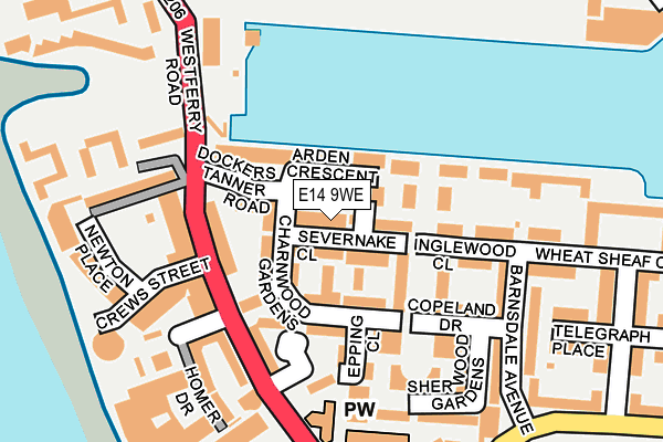 E14 9WE map - OS OpenMap – Local (Ordnance Survey)