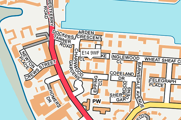 E14 9WF map - OS OpenMap – Local (Ordnance Survey)