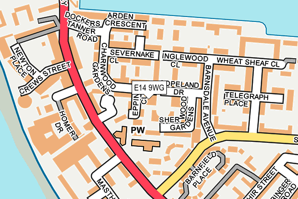 E14 9WG map - OS OpenMap – Local (Ordnance Survey)
