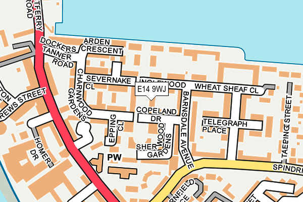 E14 9WJ map - OS OpenMap – Local (Ordnance Survey)