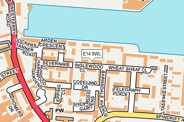 E14 9WL map - OS OpenMap – Local (Ordnance Survey)