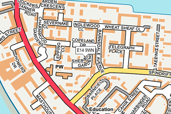 E14 9WN map - OS OpenMap – Local (Ordnance Survey)