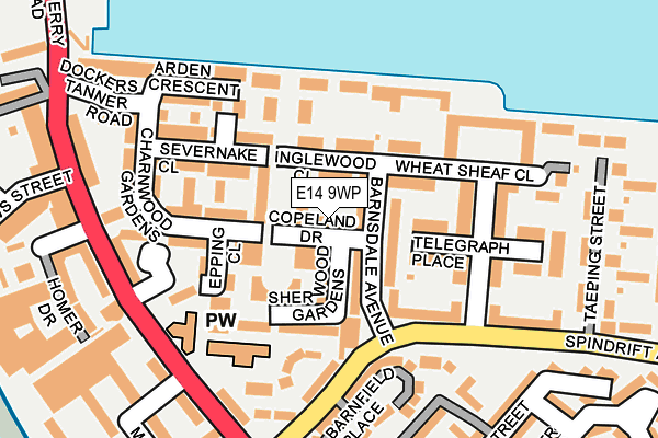 E14 9WP map - OS OpenMap – Local (Ordnance Survey)