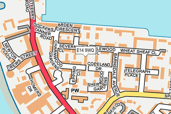 E14 9WQ map - OS OpenMap – Local (Ordnance Survey)