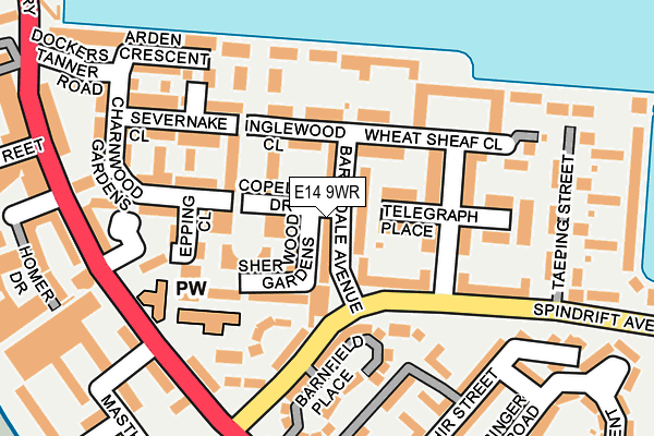 E14 9WR map - OS OpenMap – Local (Ordnance Survey)