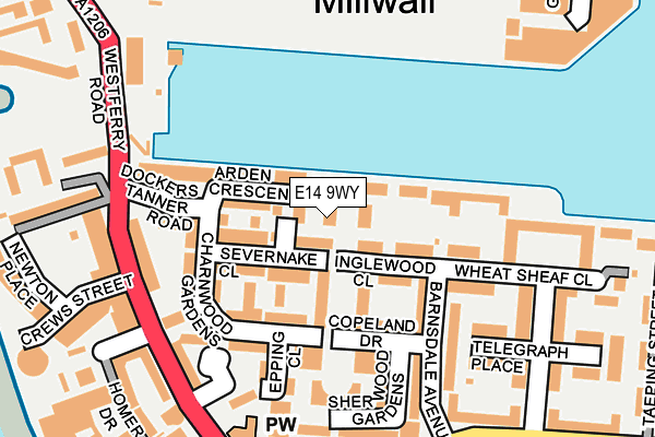 E14 9WY map - OS OpenMap – Local (Ordnance Survey)